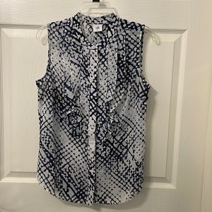 Cabi sleeveless ruffle bodice blouse